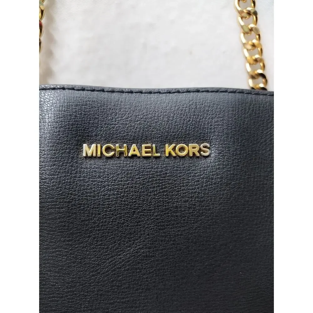Michael Kors Black Leather Chain Strap Shoulder Bag
